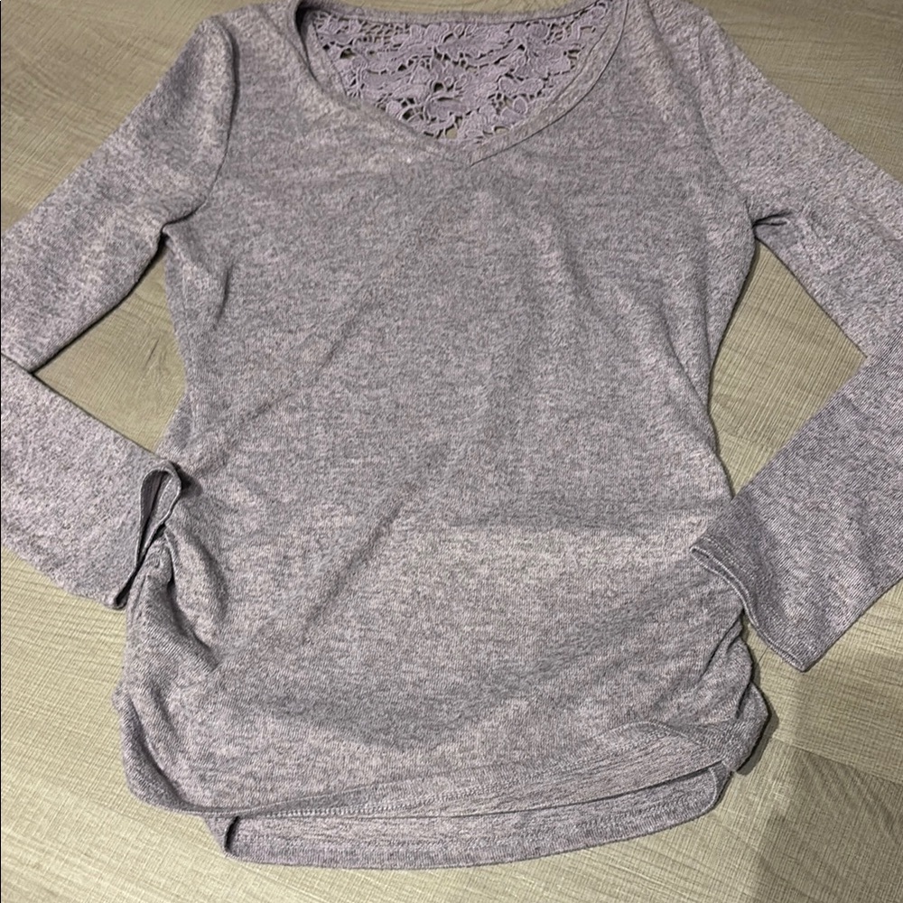 Massimo Gray Lace Detail Women's Top